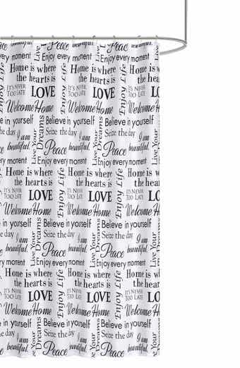 DAINTY HOME Love Phrases Textured Shower Curtain