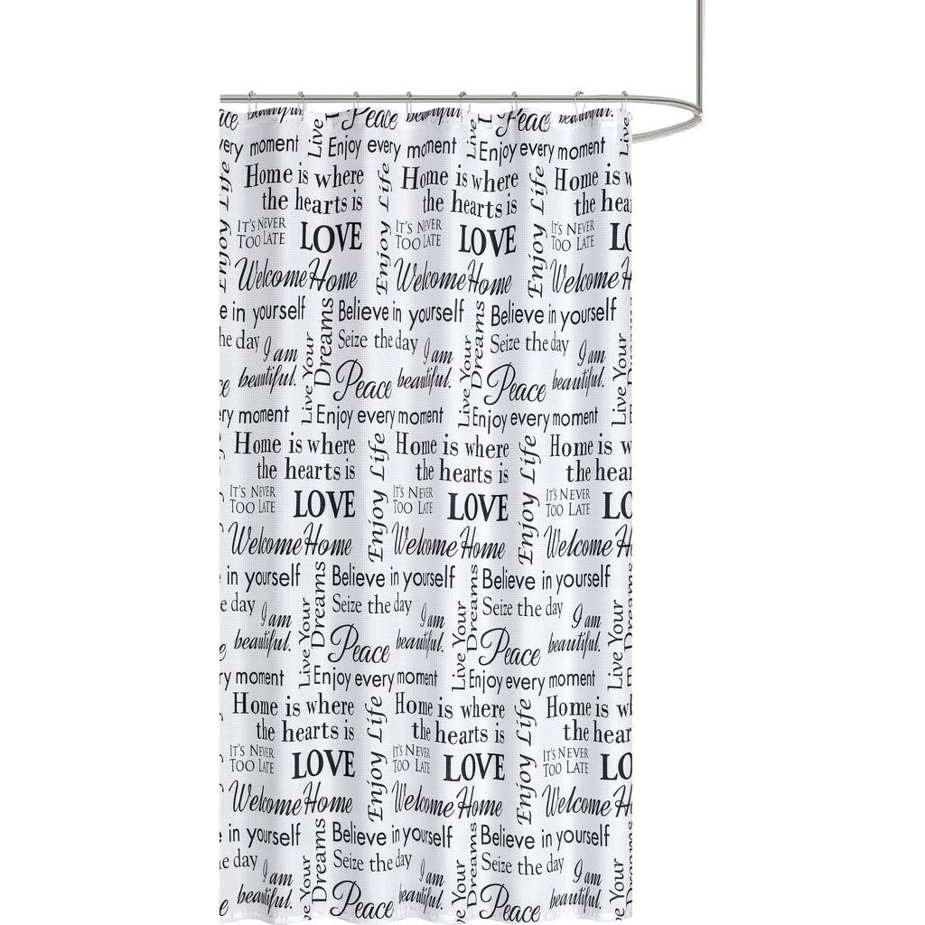 Dainty Home Love Phrases Textured Shower Curtain In White