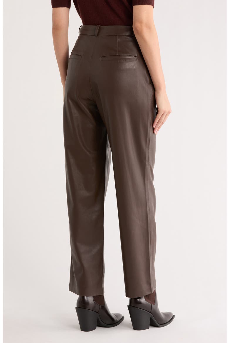 Kate Pleated Front Faux Leather Pants, Alternate, color, ANTIQUE BROWN