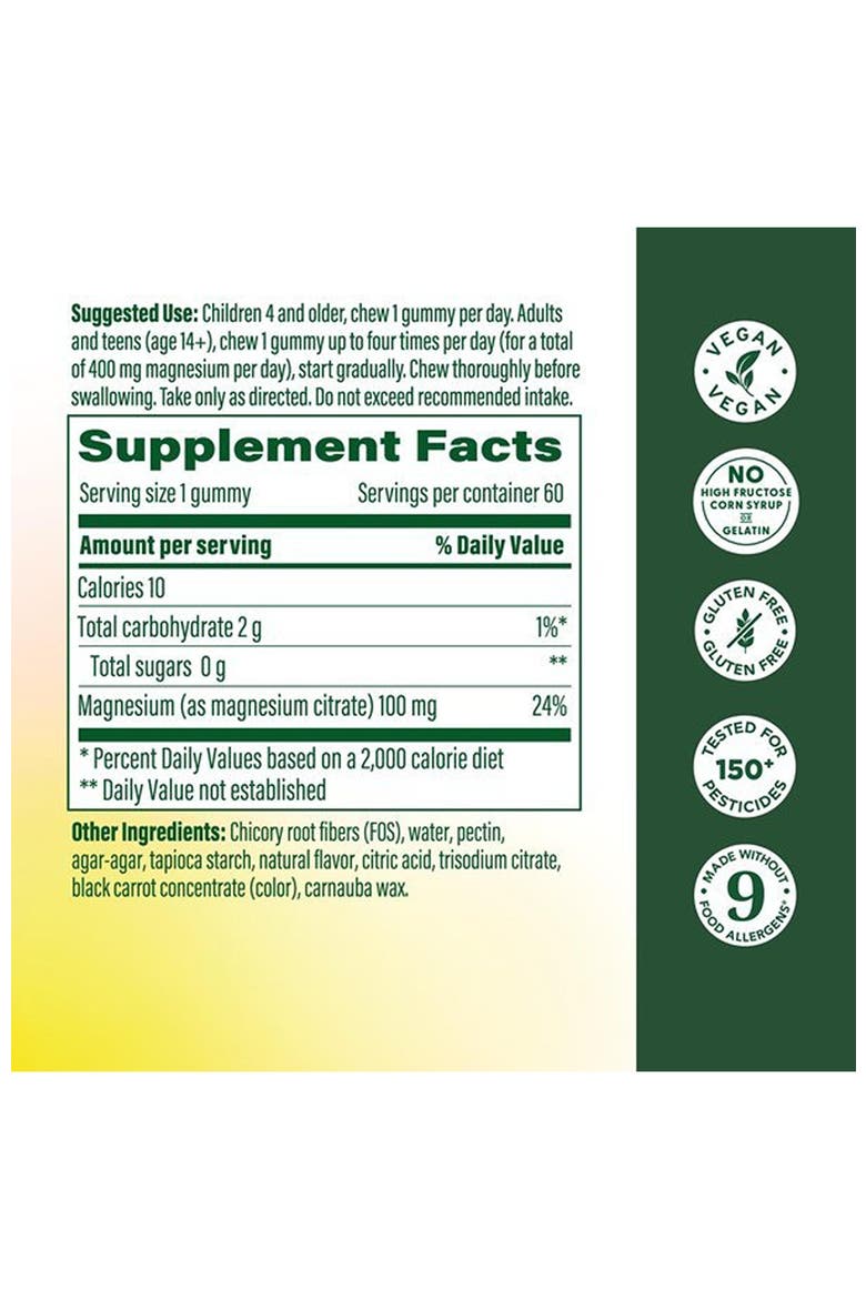 Magnesium Citrate Gummies, High Absorption, For Adults, Teens & Kids, 60 Vegan Raspberry Gummies, Alternate, color, None