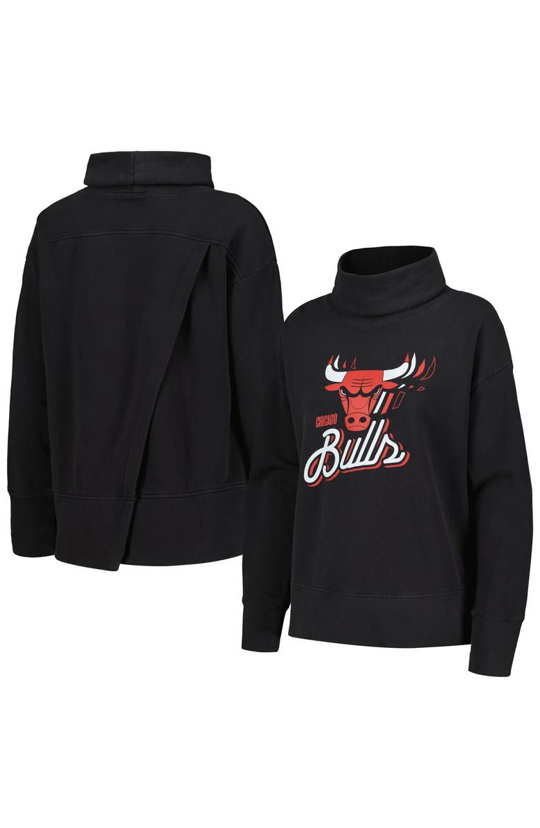 LEVELWEAR Women's Levelwear Black Chicago Bulls Sunset Pullover Sweatshirt, Alternate, color, Black