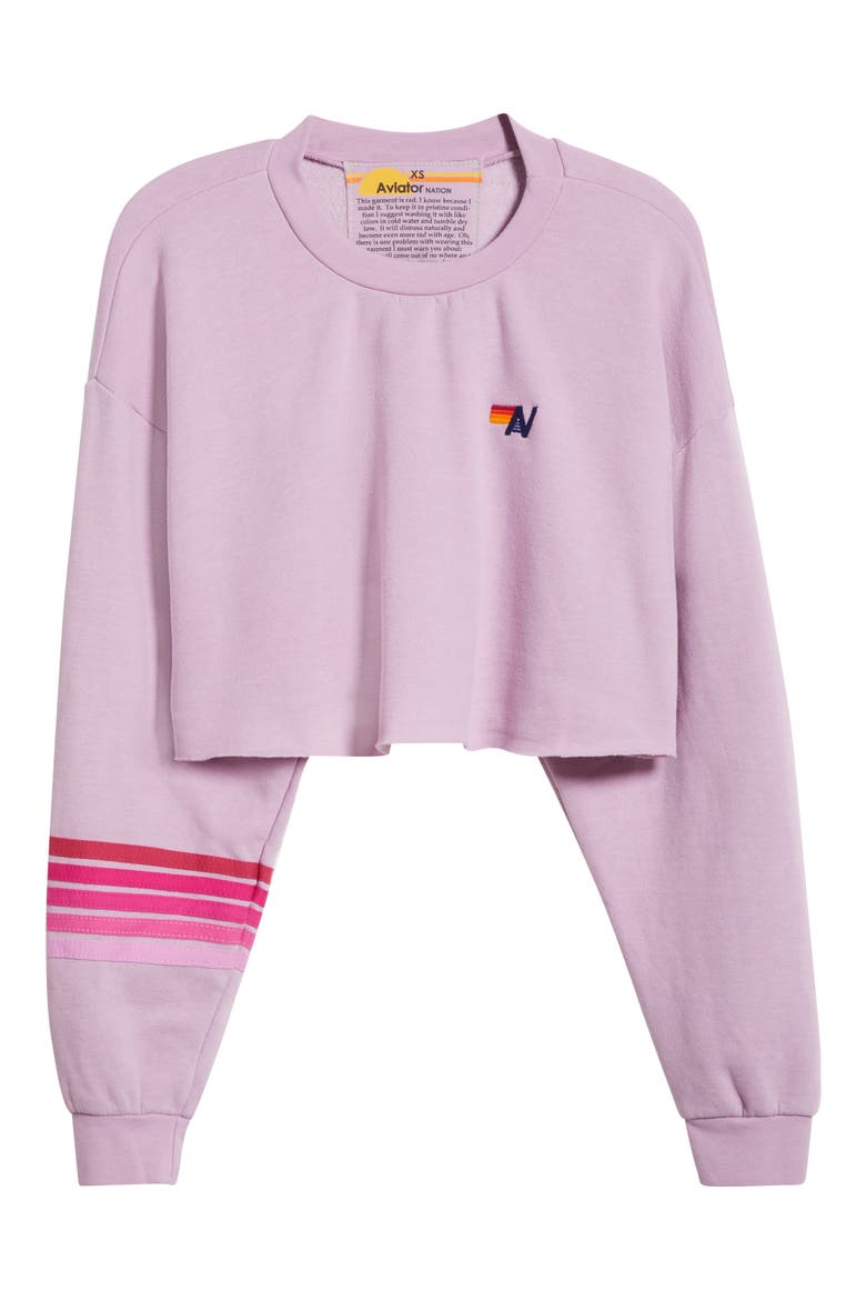 Rugby Stitch Crop Sweatshirt, Alternate, color, MAUVE