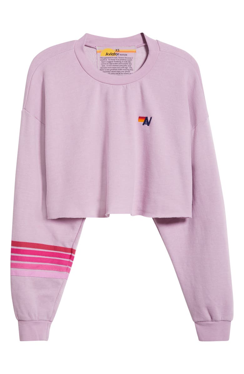 Aviator Nation Rugby Stitch Crop Sweatshirt, Alternate, color, Mauve