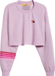 Aviator Nation Rugby Stitch Crop Sweatshirt