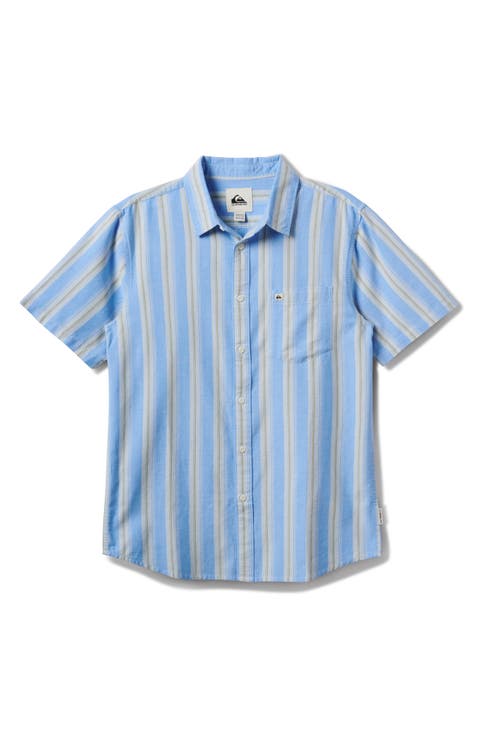 Oxford Stripe Classic Short Sleeve Button-Up Shirt