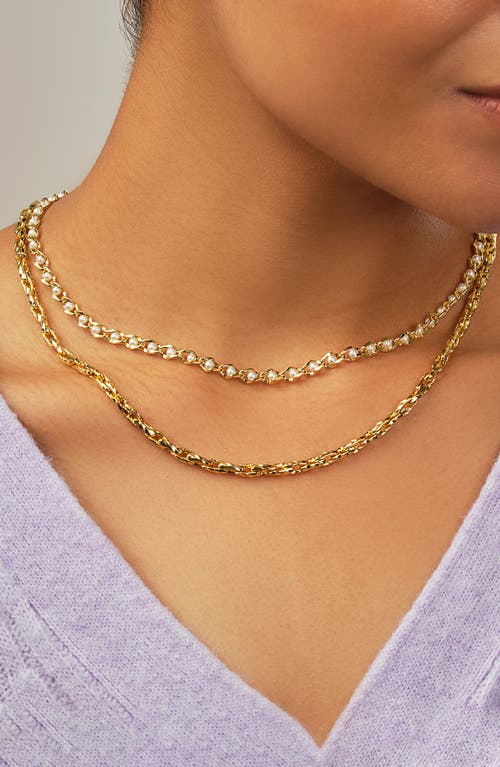 Sterling Forever Amadea Imitation Pearl Multistrand Necklace In Gold