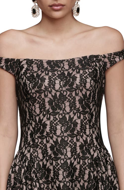 Avec Les Filles Lace Off The Shoulder Midi Dress In Black