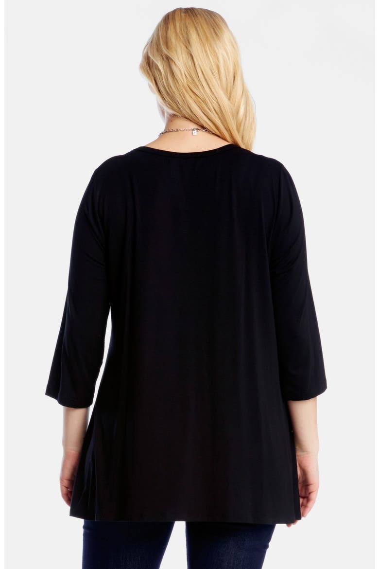 Three-Quarter Sleeve V-Neck Top, Alternate, color, BLACK