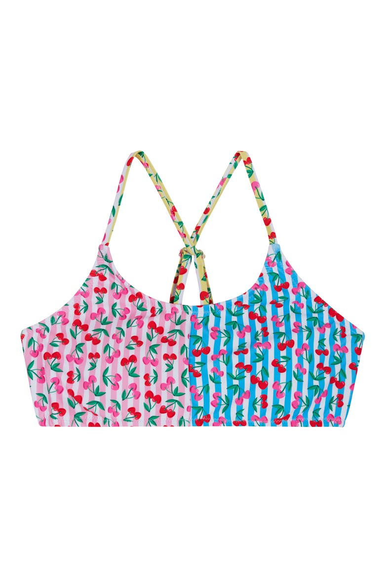 Kids' Cherry Stripe Two-Piece Swimsuit, Alternate, color, PINK CHERRY