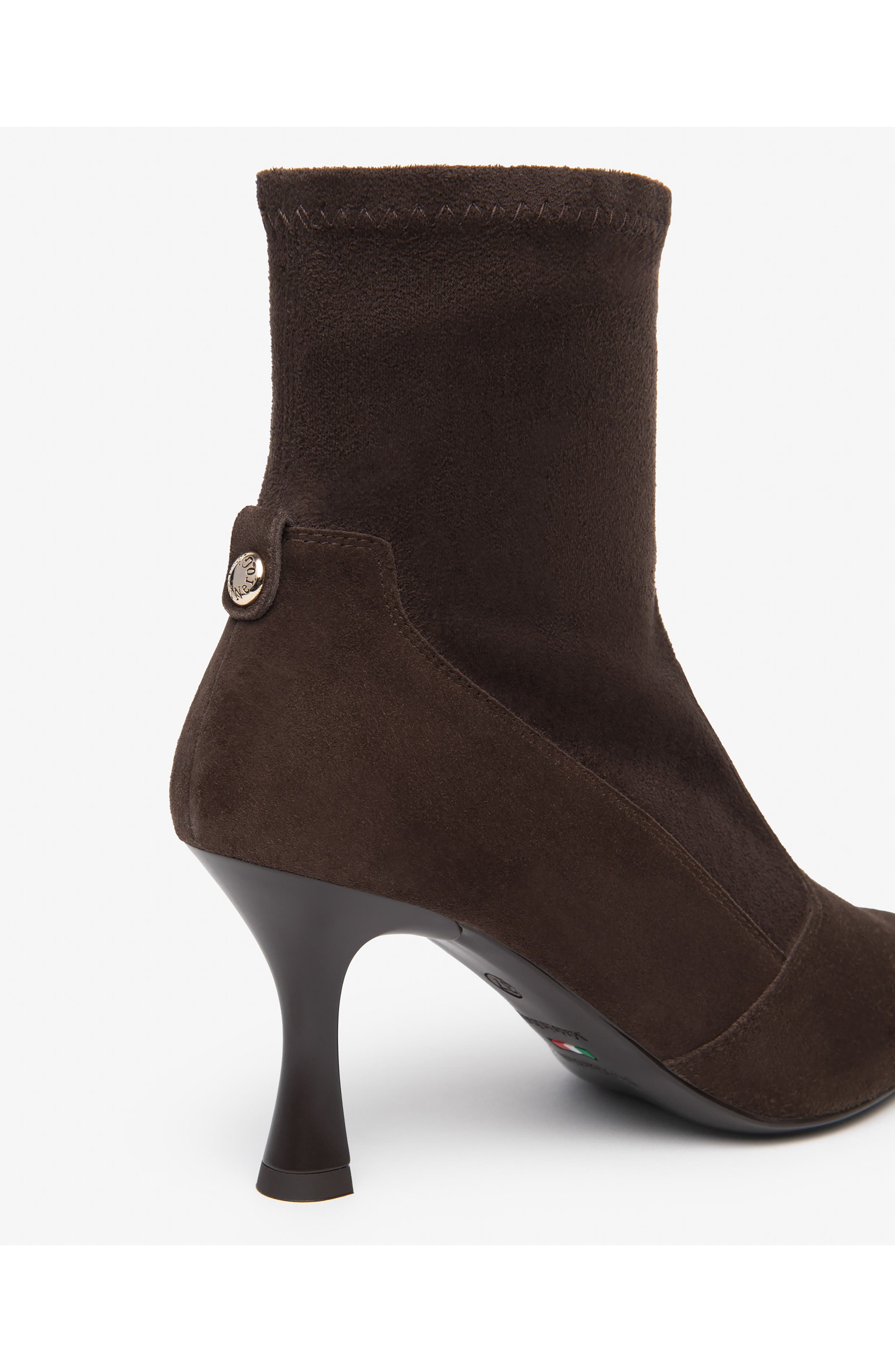 Pointed Toe Stretch Bootie, Alternate, color, CHOCOLATE