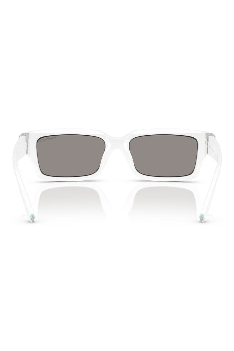 56mm Rectangular Sunglasses, Alternate, color, WHITE/ SILVER MIRROR