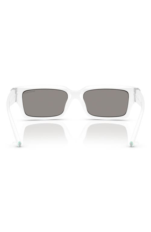 Tiffany & Co . 56mm Rectangular Sunglasses In White/silver Mirror