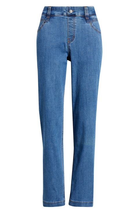 Crosshatch Pedal Pusher Denim Leggings