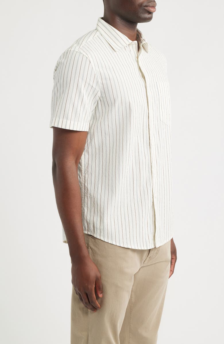 Nordstrom Cotton Blend Seersucker Button-Up Shirt, Alternate, color, White Samuel Stripe