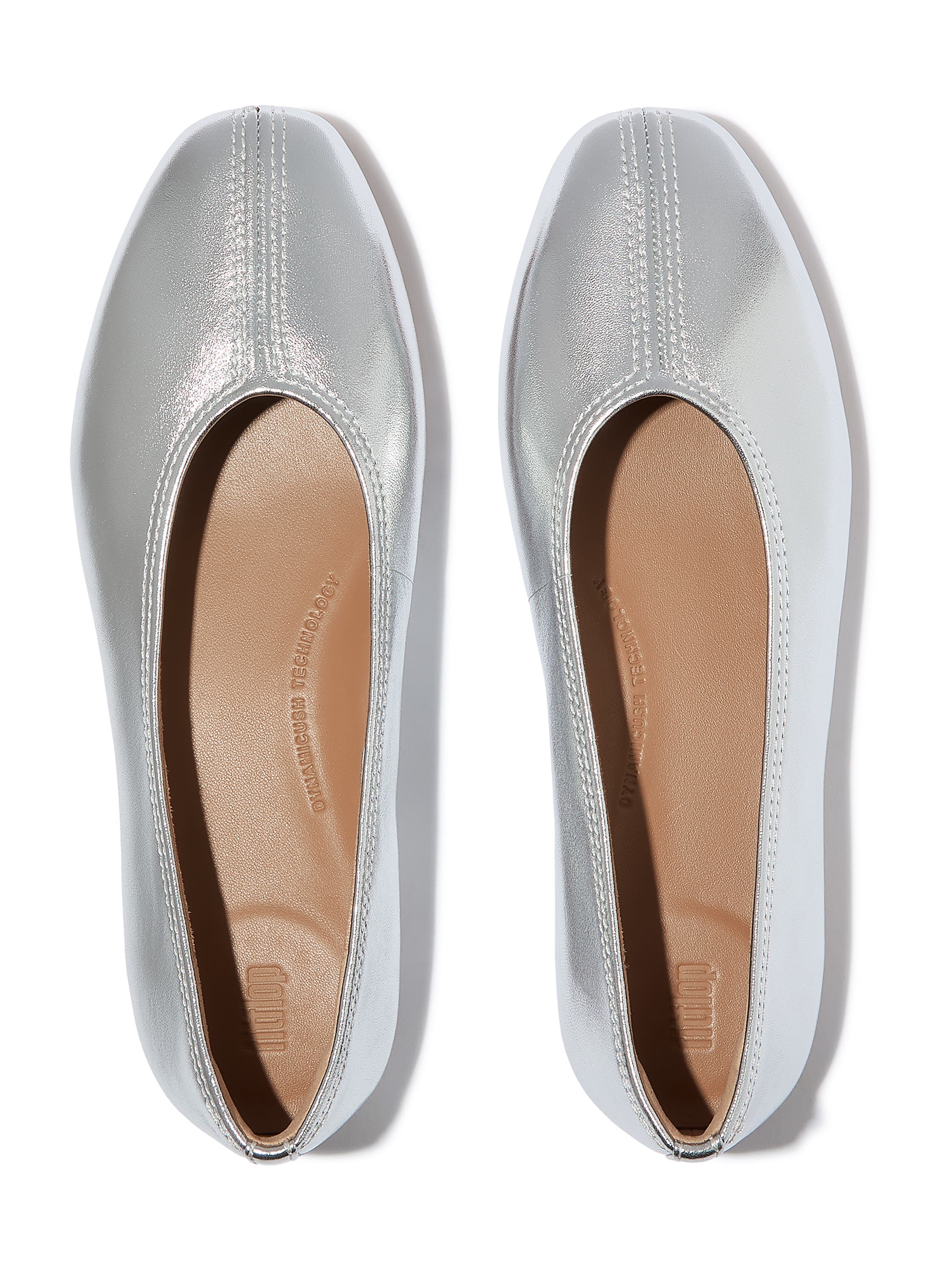 FitFlop Delicato High Cut Soft Leather Ballet Flats, Alternate, color, Silver