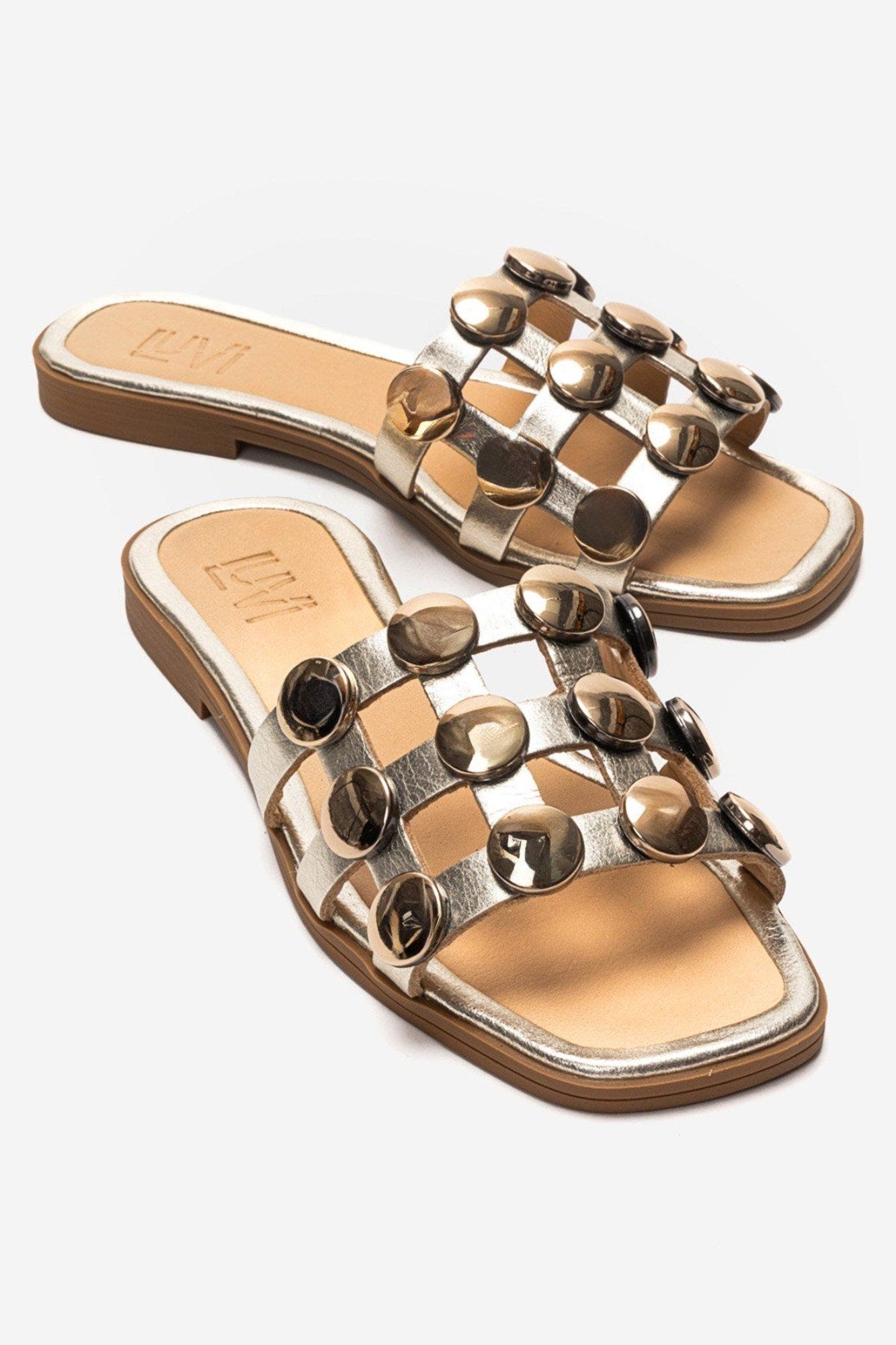 Bareon Leather Sandal, Main, color, Gold