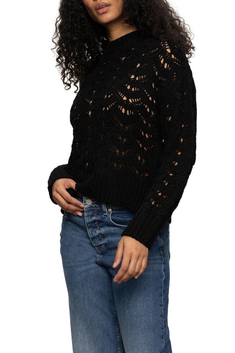 Boheme Open Stitch Sweater, Alternate, color, BLACK