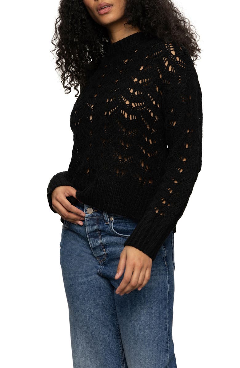 Sanctuary Boheme Open Stitch Sweater, Alternate, color, Black