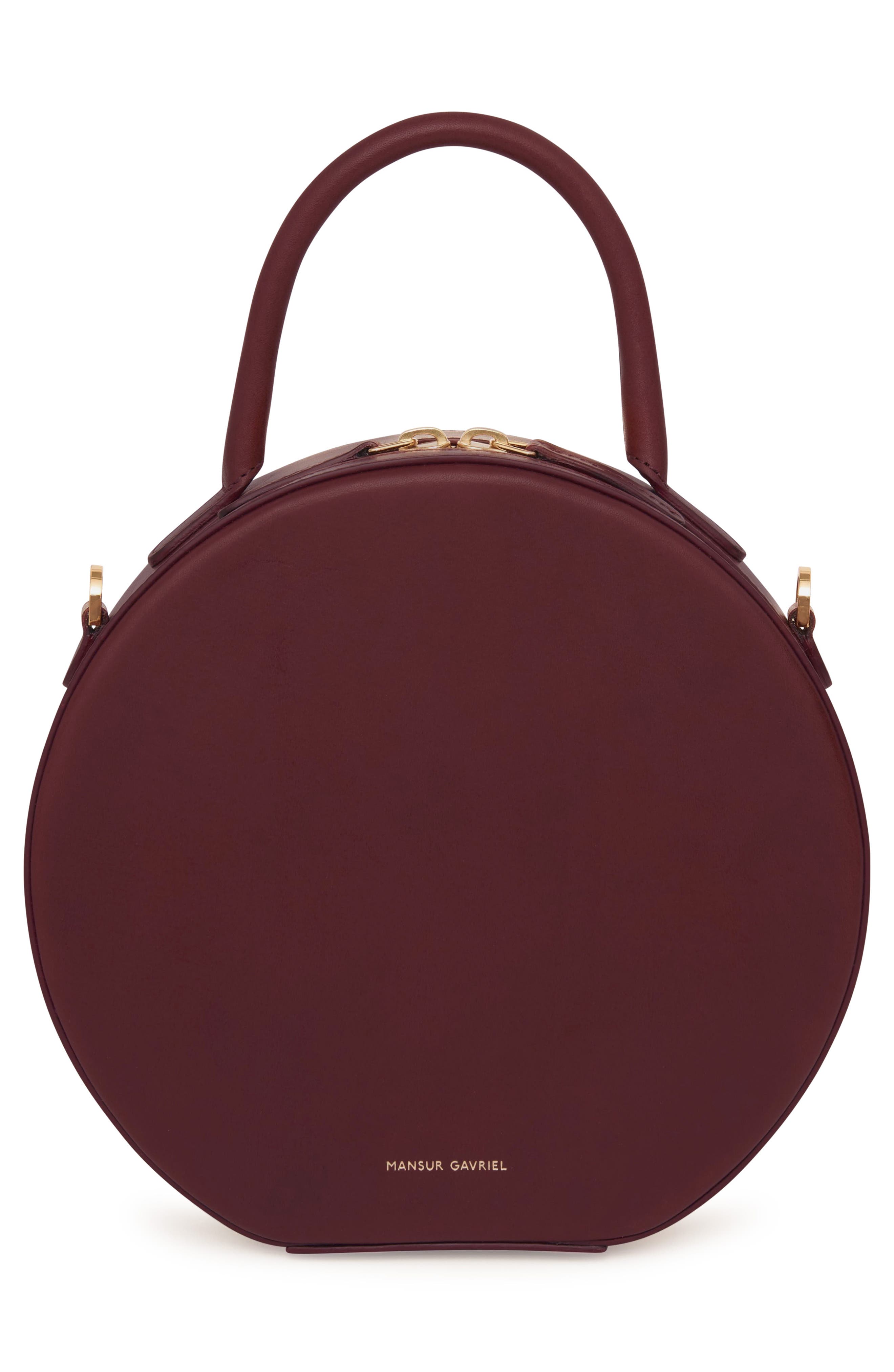 Leather Circle Crossbody Bag, Alternate, color, BORDO