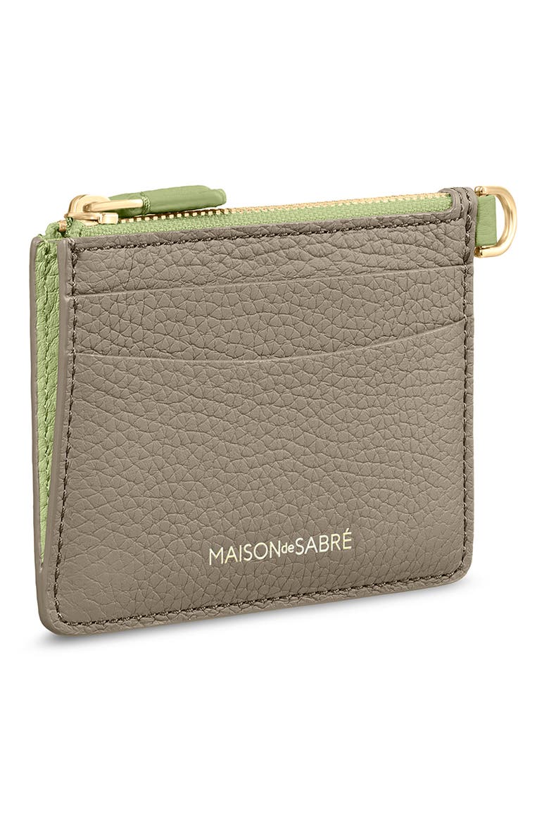 Leather Zipped Card Pouch, Alternate, color, Cashmere Matcha