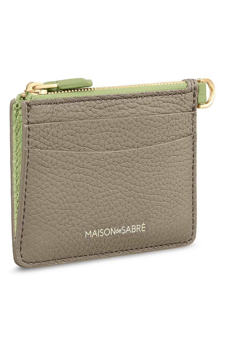MAISON de SABRÉ Leather Zipped Card Pouch, Alternate, color, Cashmere Matcha