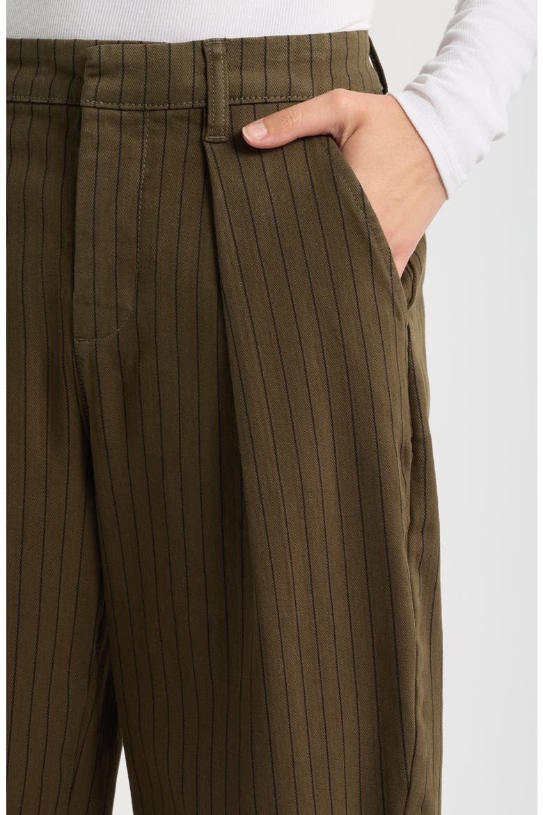 Pleated Barrel Leg Pants, Alternate, color, MOSS