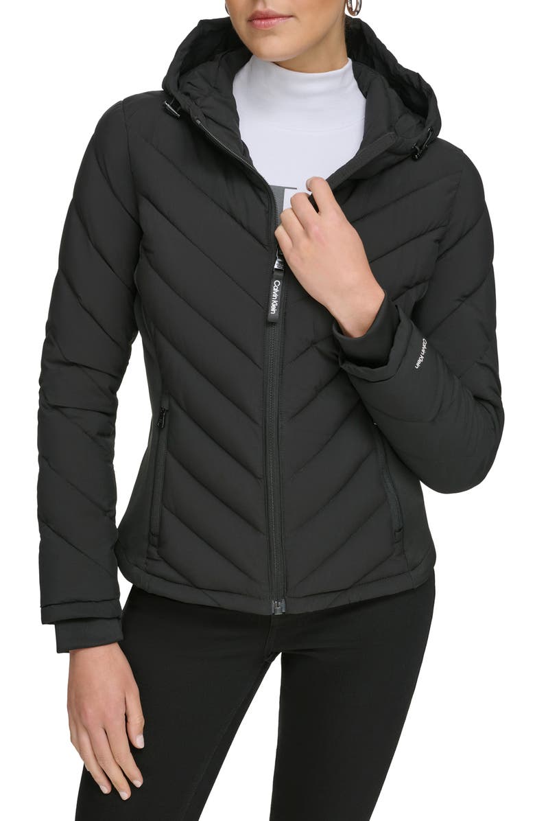 Calvin Klein Packable Chevron Quilt Scuba Puffer Jacket, Main, color, 