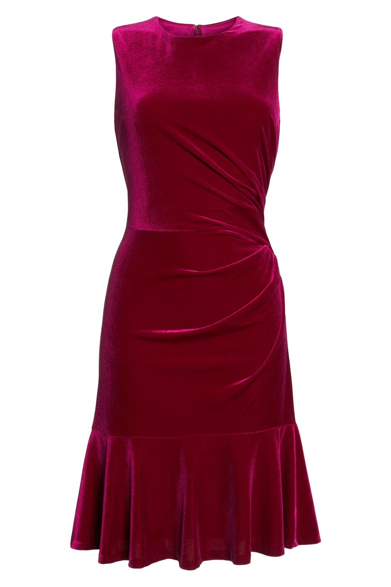 Draped Velvet Sheath Dress, Alternate, color, FUCHSIA