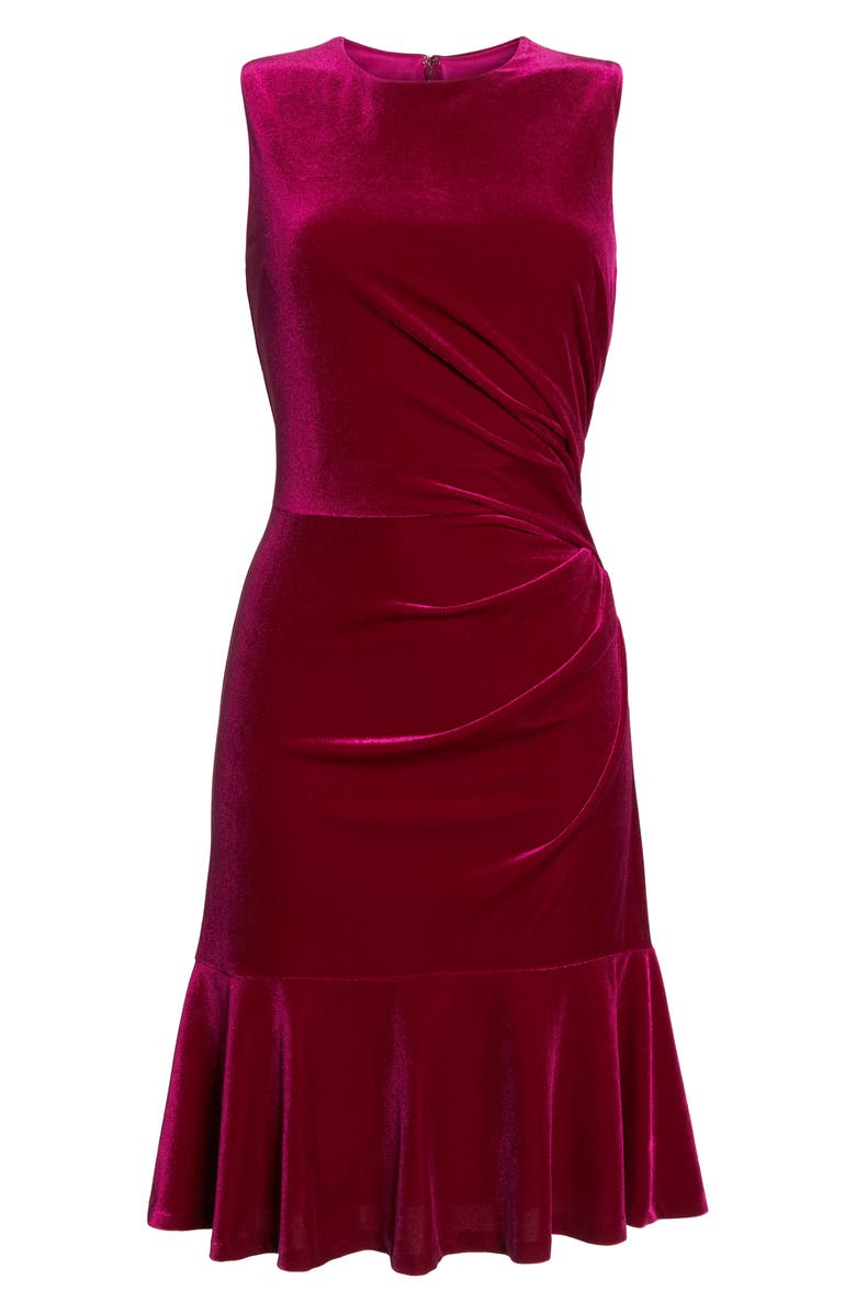 Eliza J Draped Velvet Sheath Dress, Alternate, color, 