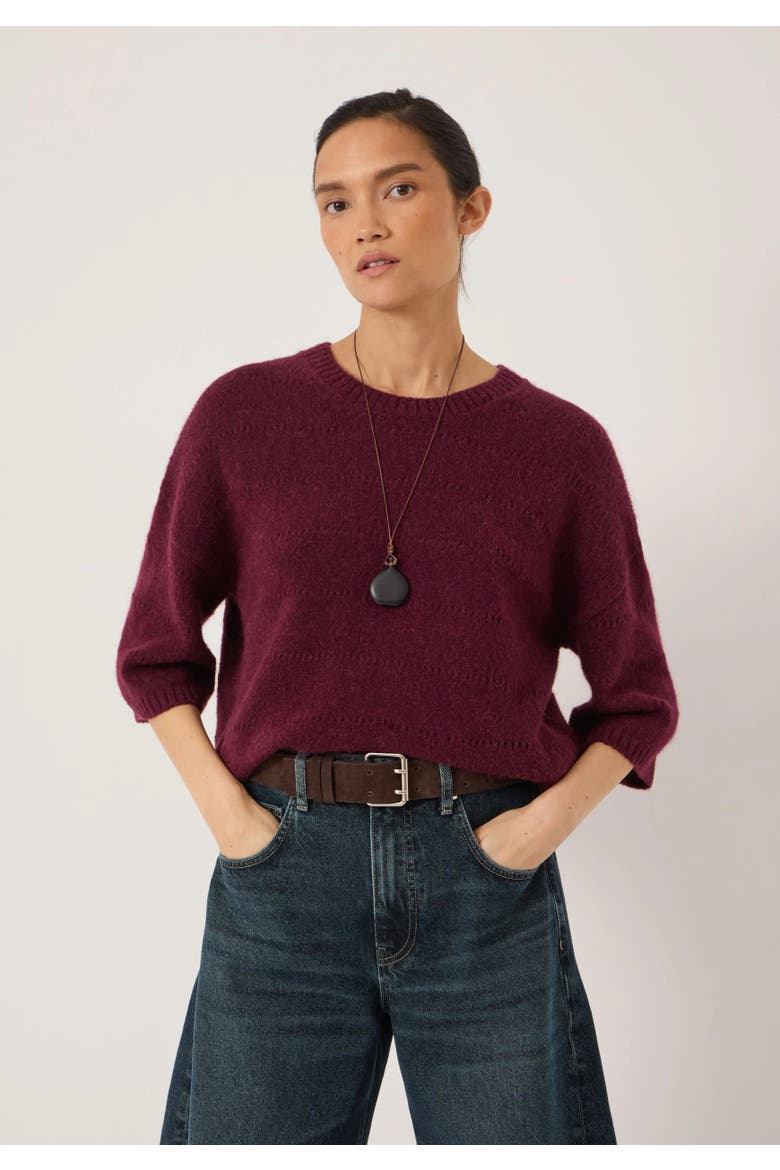 Arlette Gathered Sleeve Tee, Main, color, Burgundy Fig