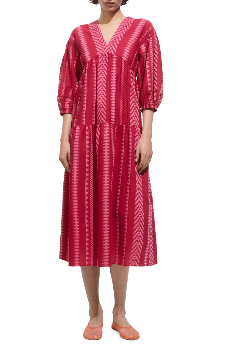 Geometric Print Dress, Main, color, FUCHSIA