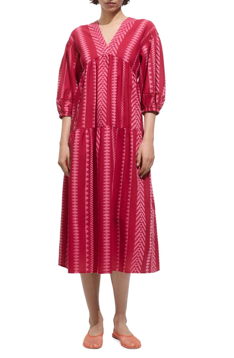 MANGO Geometric Print Dress, Main, color, Fuchsia
