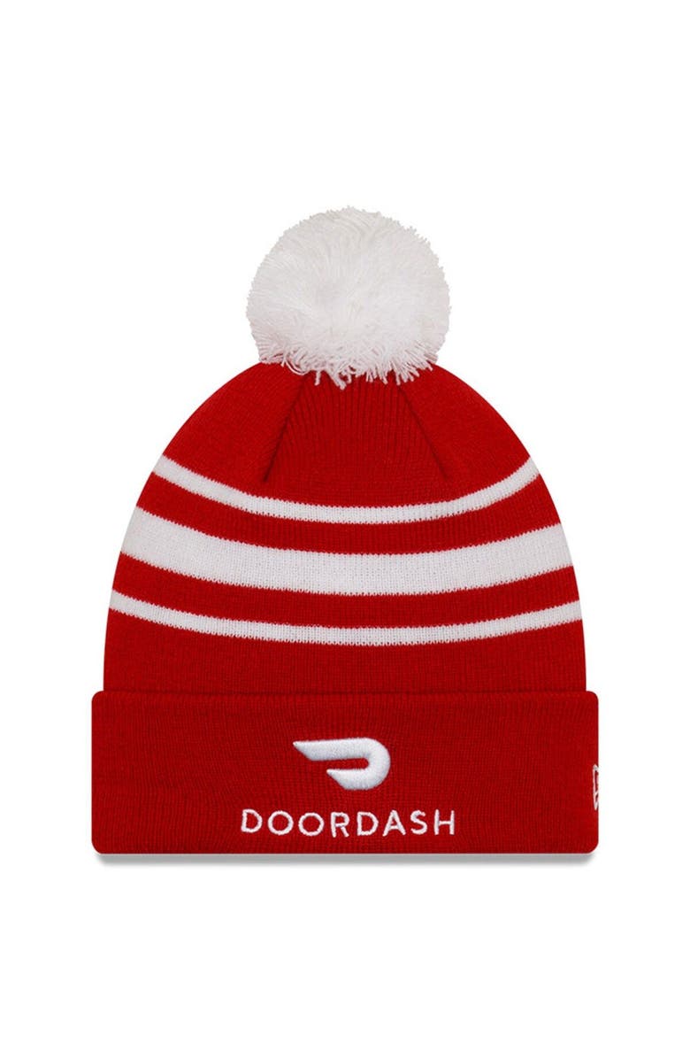 New Era Men's New Era Red/White Bubba Wallace Door Dash Knit Pom Cuff Beanie, Alternate, color, 