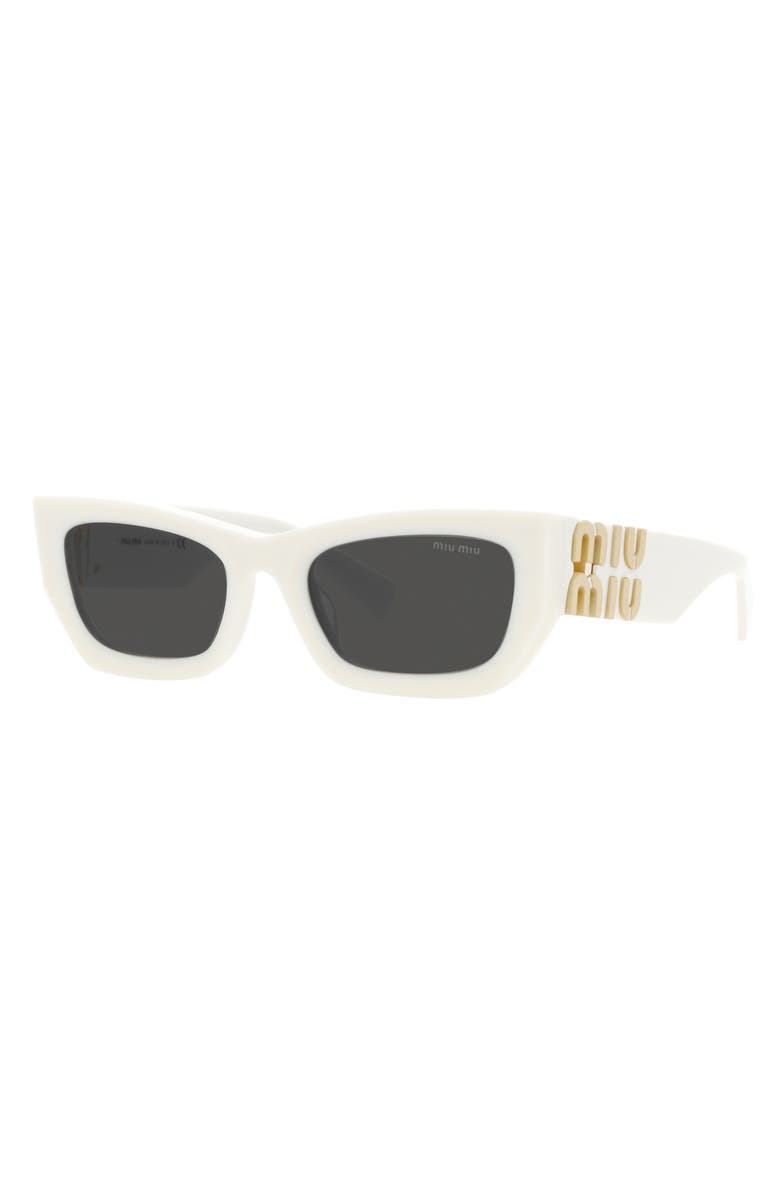 Miu Miu 53mm Rectangular Sunglasses, Alternate, color, White