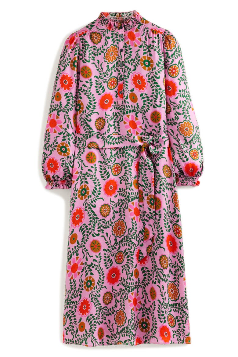 Jasmine Floral Long Sleeve Satin Midi Dress, Alternate, color, MAUVE MEADOW VINE