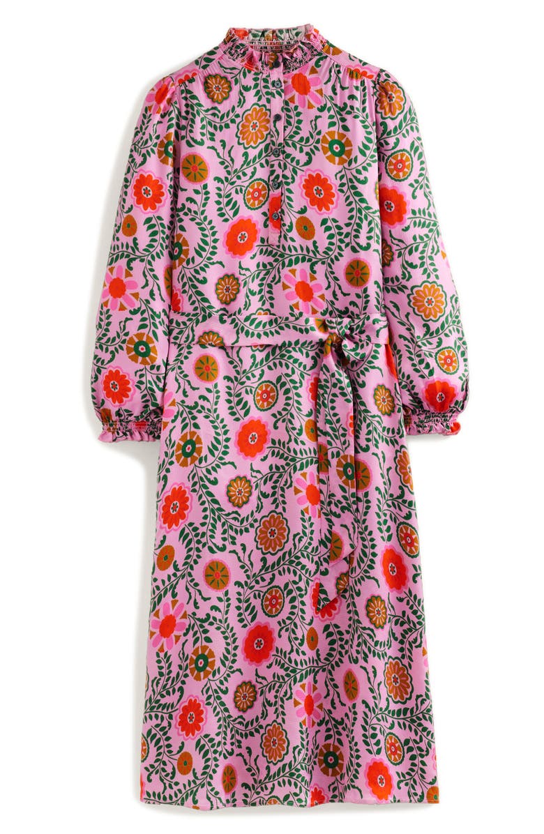 Boden Jasmine Floral Long Sleeve Satin Midi Dress, Alternate, color, 
