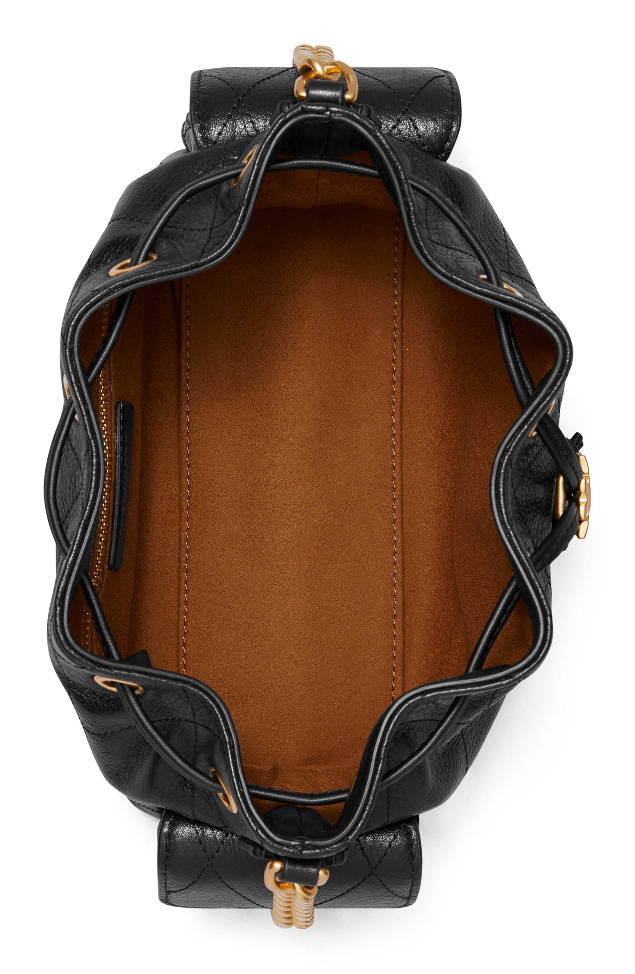 Charlie Quilted Mini Leather Drawstring Bag, Alternate, color, 1