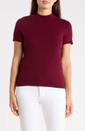 T Tahari Mock Neck Short Sleeve Knit Sweater