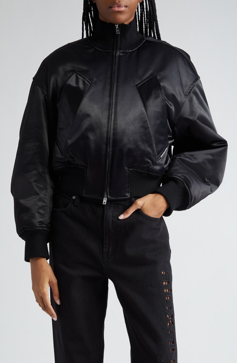 Alexander Wang Sateen Bomber Jacket, Main, color, 