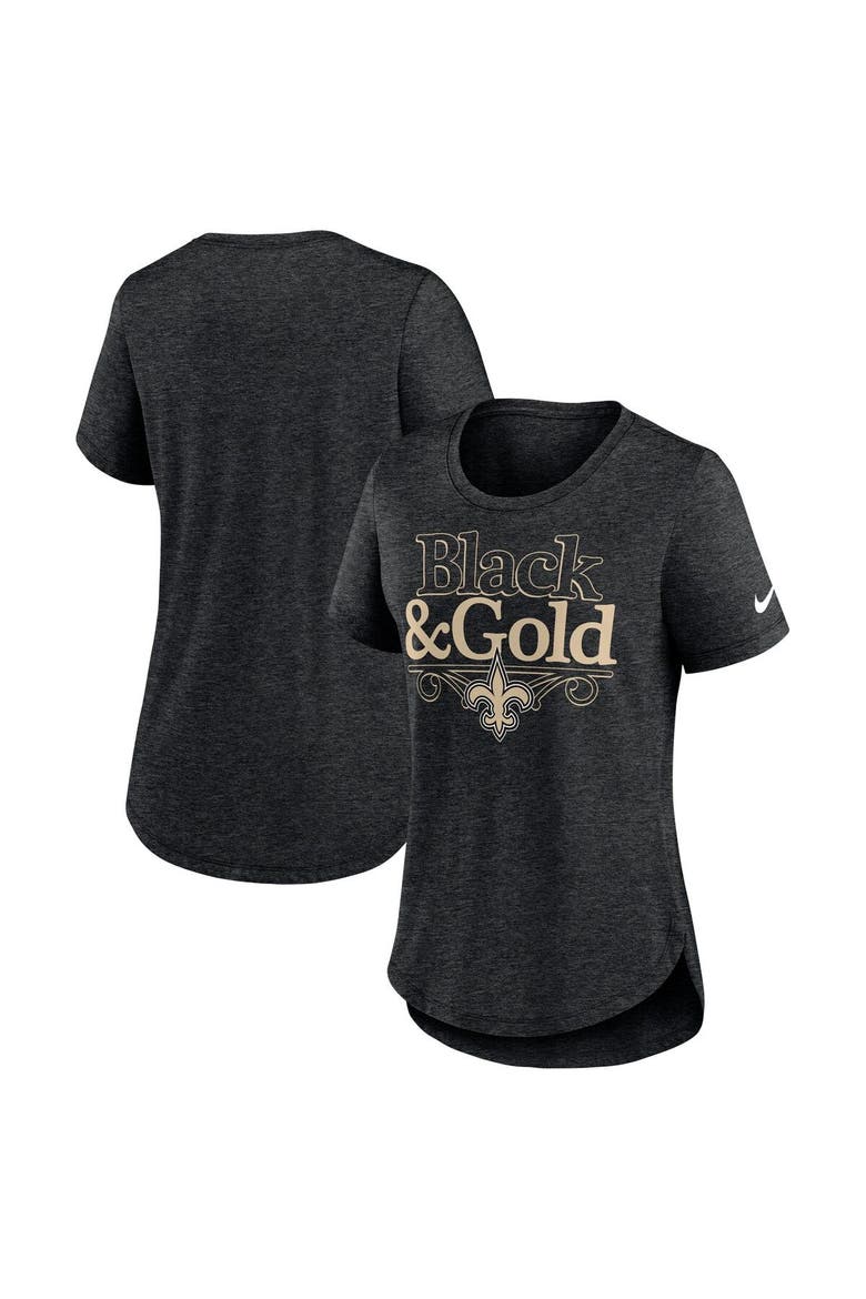 Women's Nike Heather Black New Orleans Saints Local Fashion Tri-Blend T-Shirt, Main, color, Heather Black