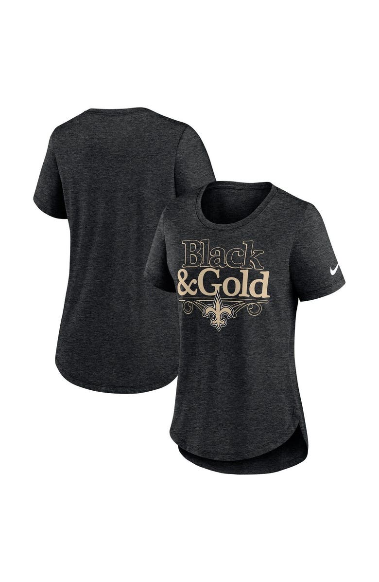 Nike Women's Nike Heather Black New Orleans Saints Local Fashion Tri-Blend T-Shirt, Main, color, Heather Black