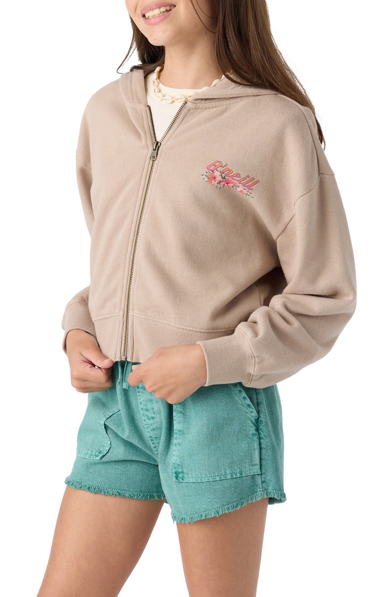 O'Neill Kids' Darcie Graphic Zip-Up Hoodie, Alternate, color, Simply Taupe