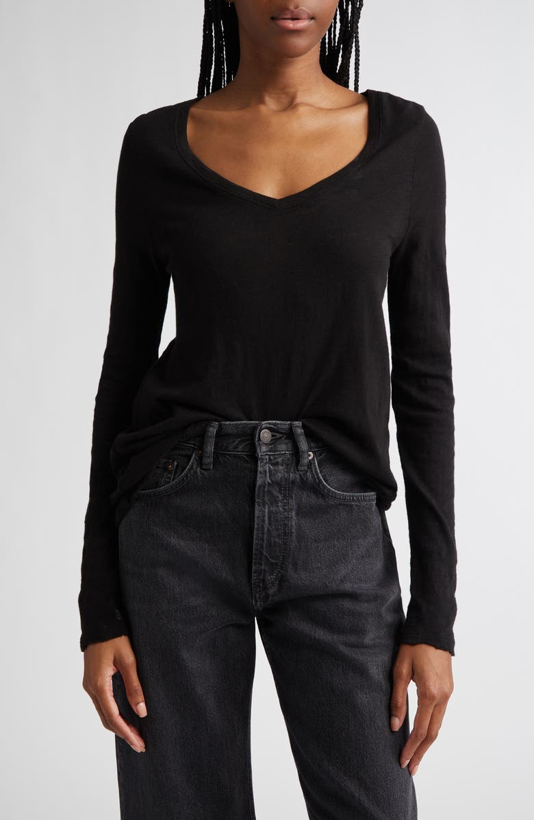 ATM Anthony Thomas Melillo Long Sleeve Slub Cotton V-Neck T-Shirt, Main, color, 