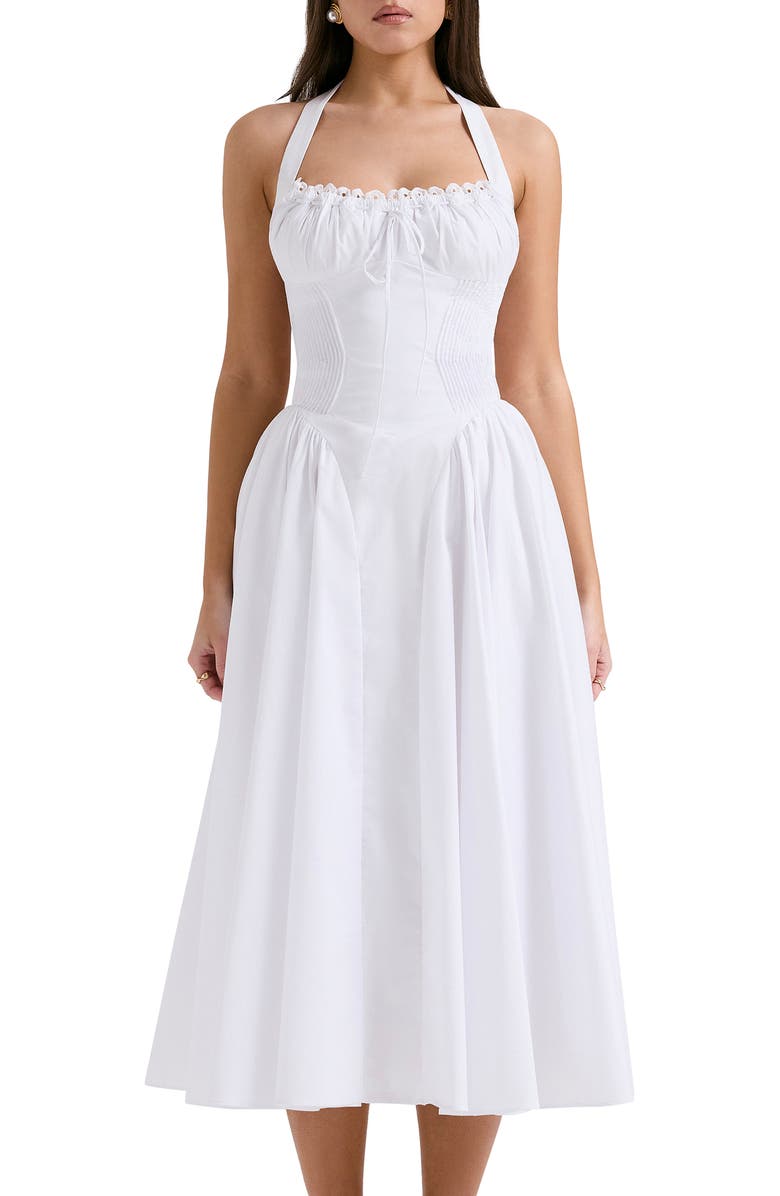 HOUSE OF CB Adabella Floral Pleated Halter Sundress, Alternate, color, White