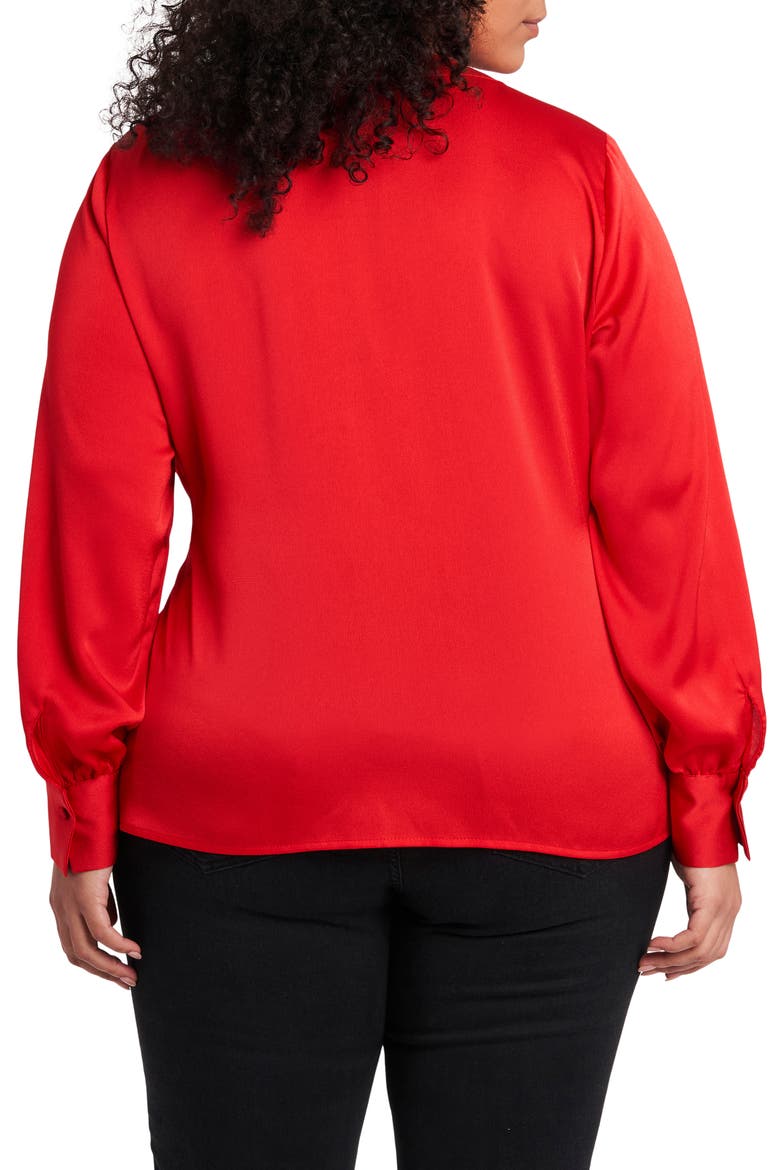 Wrap Front Long Sleeve Blouse, Alternate, color, ULTRA RED