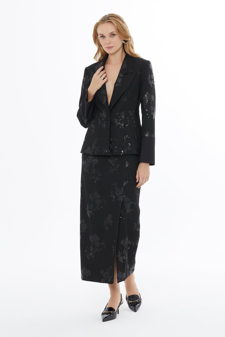 Notch Lapel Buttoned Tailored Jacket, Alternate, color, Black