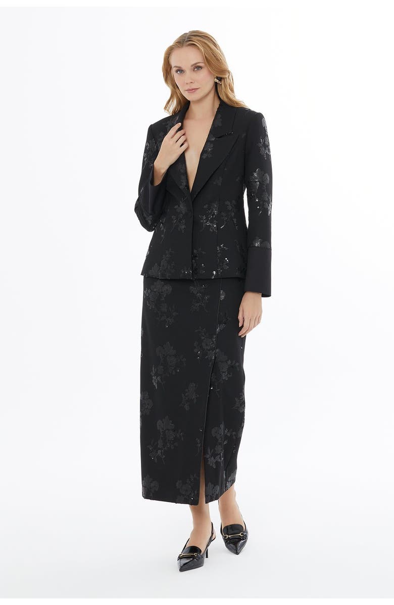 Gizia Notch Lapel Buttoned Jacket, Alternate, color, Black