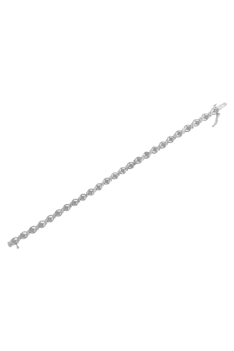 Silver Diamond Cluster Link Bracelet, Alternate, color, White
