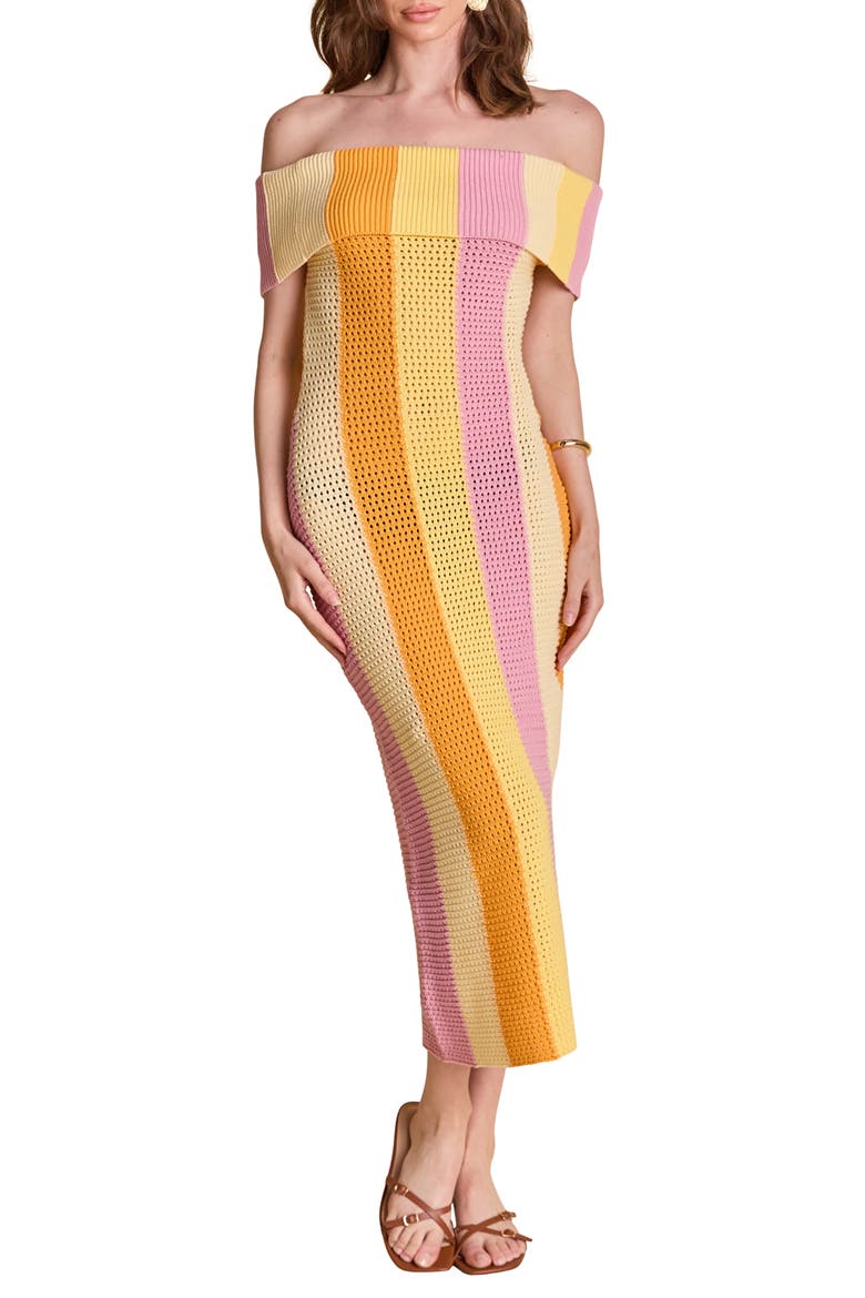 Off the Shoulder Knit Dress, Main, color, SUNRISE