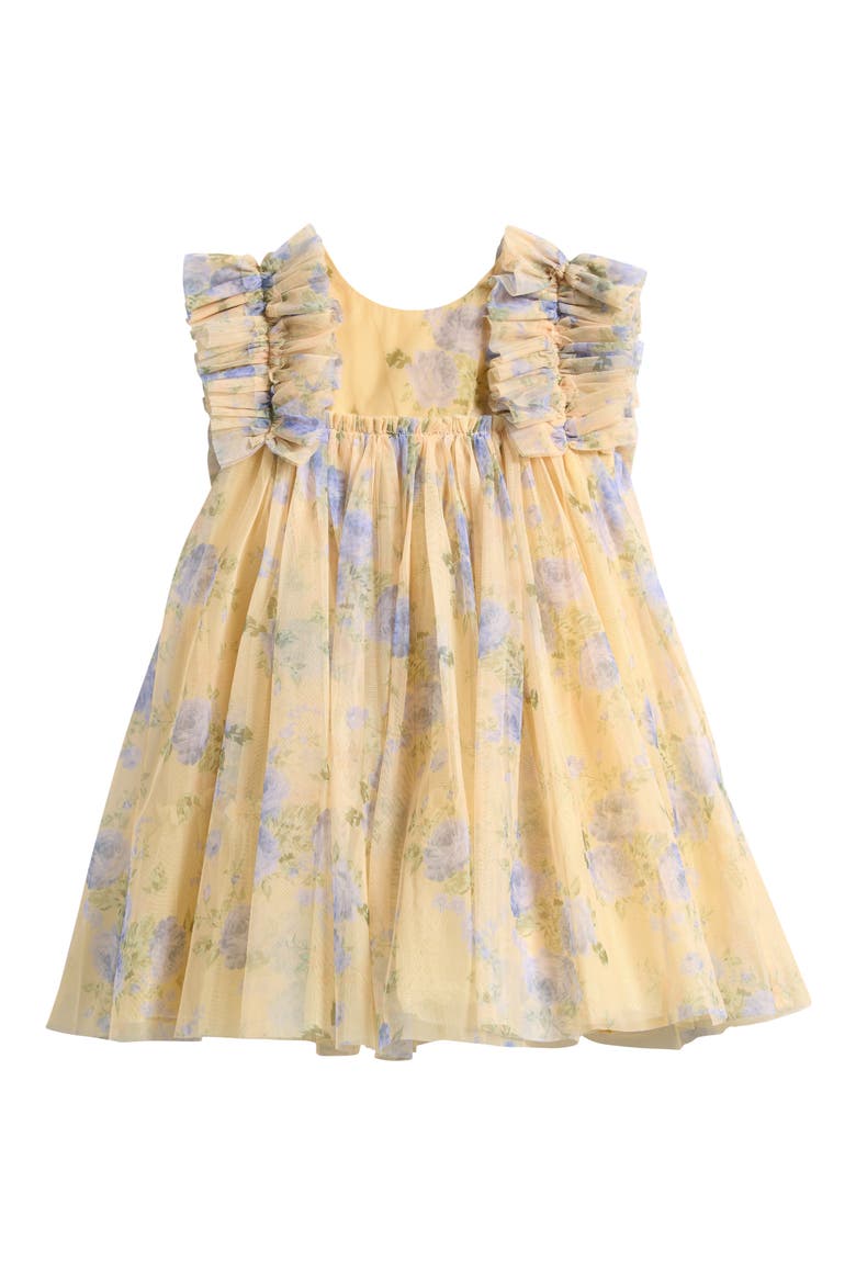 Kids' Floral Mesh Dress, Main, color, YELLOW